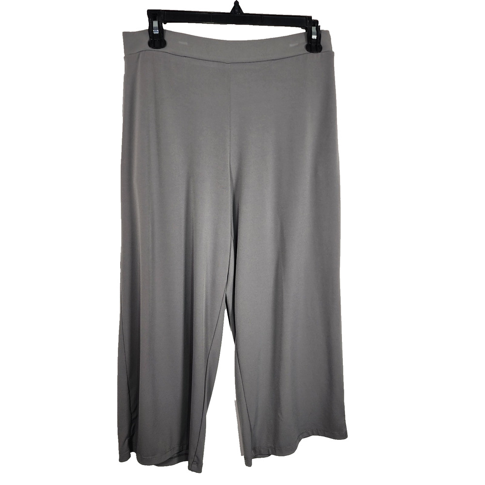 Susan Graver Essentials Regular Liquid knit Crop Pant Small Silver Gray Wide Leg